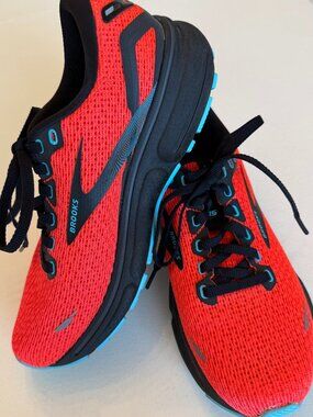 Brooks Ghost 15 Women's Running Shoes Coral Black Blue Size 7.5 Athletic Sneaker